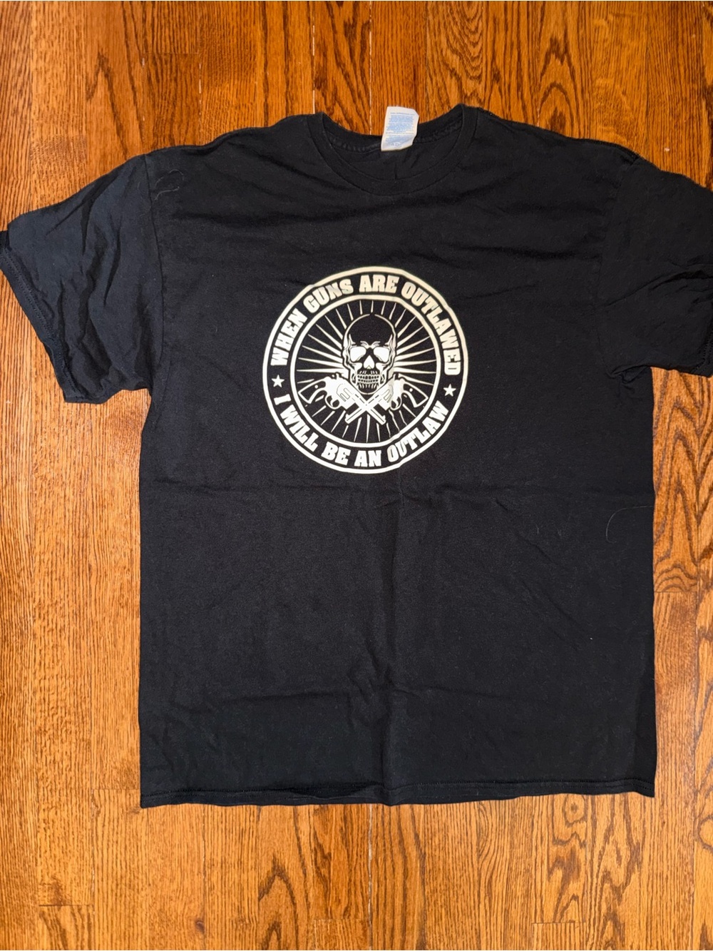 Gildan Black Short Sleeve Tee with White Skull Emblem